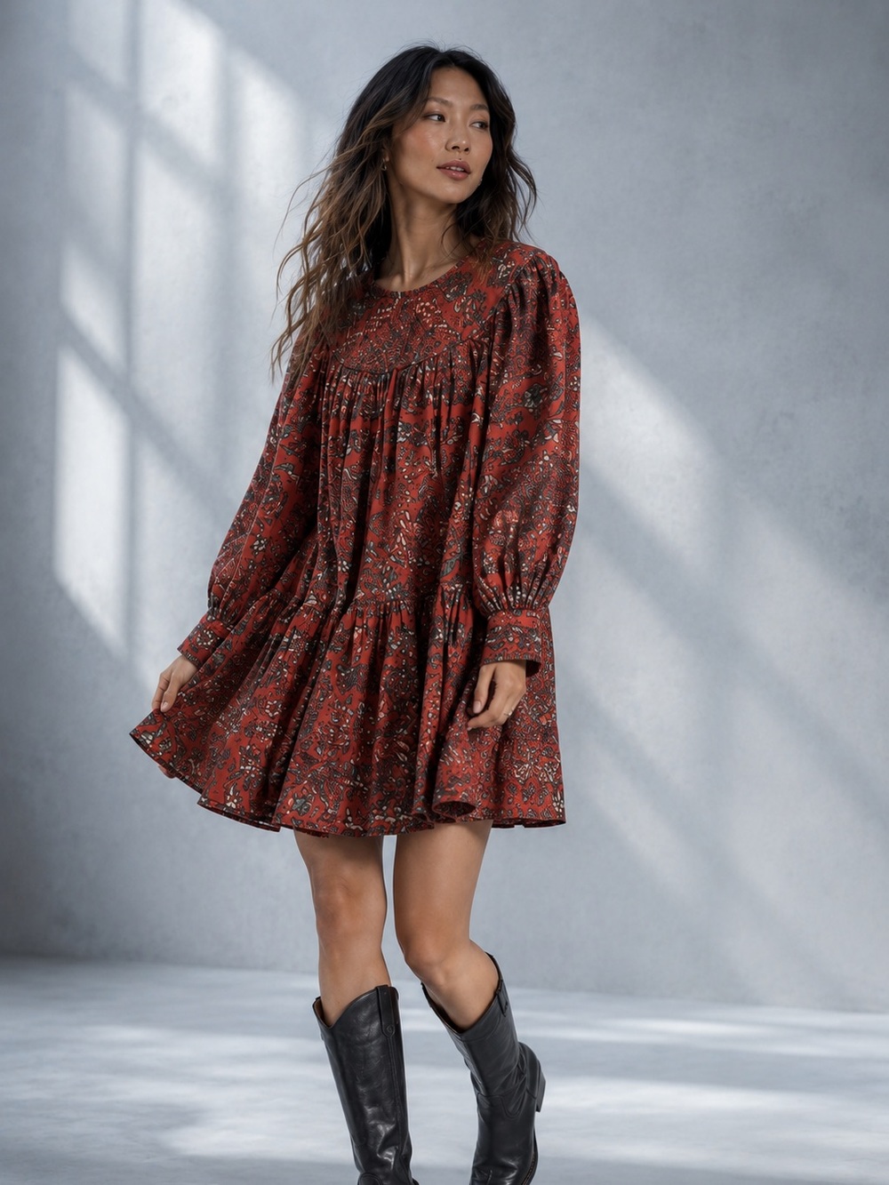Ulla Johnson Mini Dress Cotton Batik Floral  2 Boho Designer